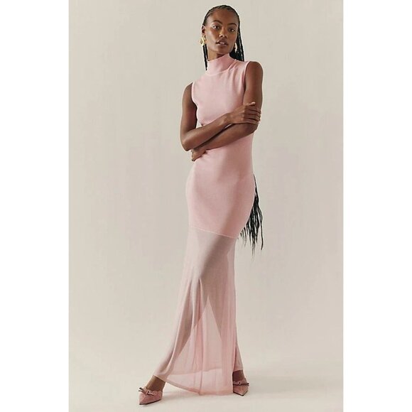SER.O.YA Amine Knit Maxi Dress in Coral Blush XX-Small New Womens Knit Gown - Picture 15 of 16